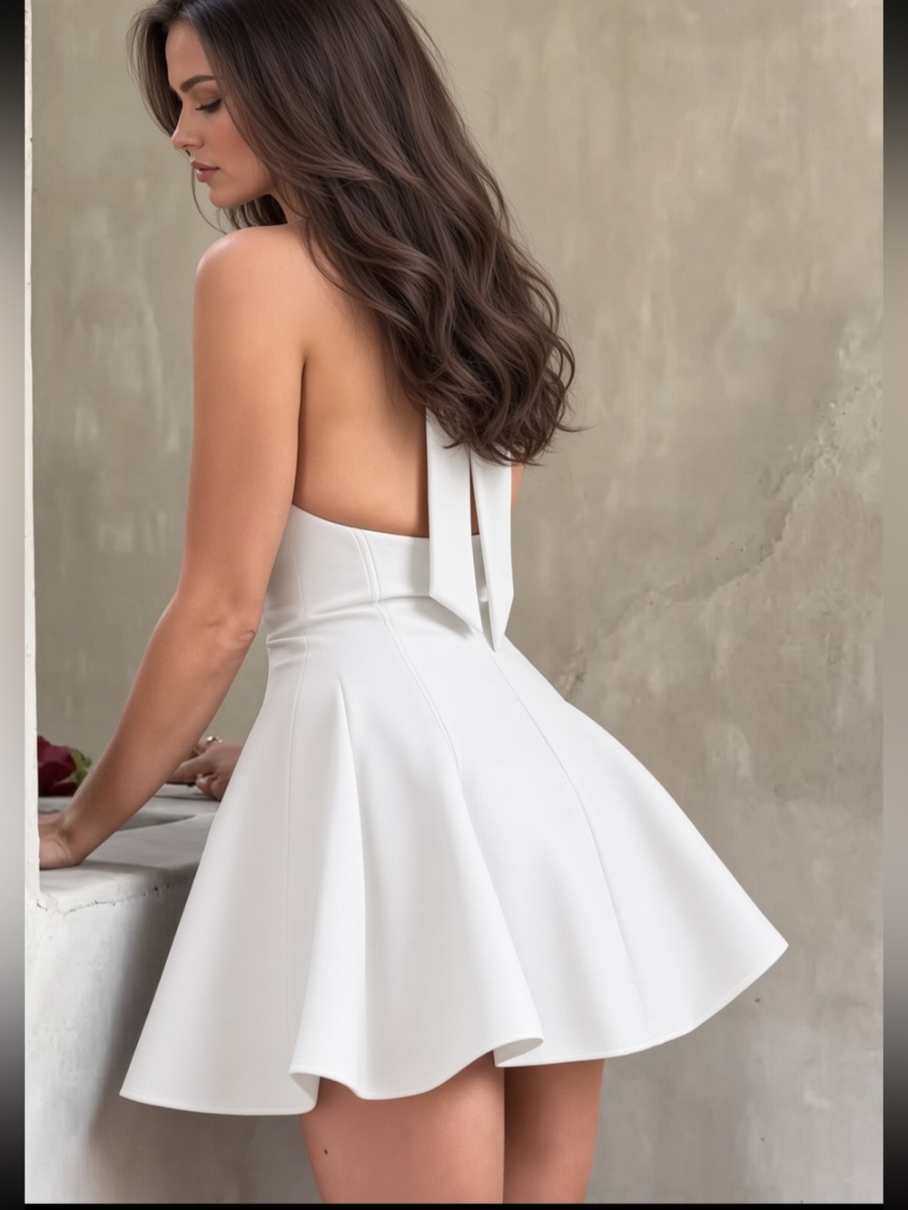HOUSE OF CB 'Loulette' White Halter Neck Bow Mini Dress/Small(Tall) US4-6 $269 - Picture 5 of 11